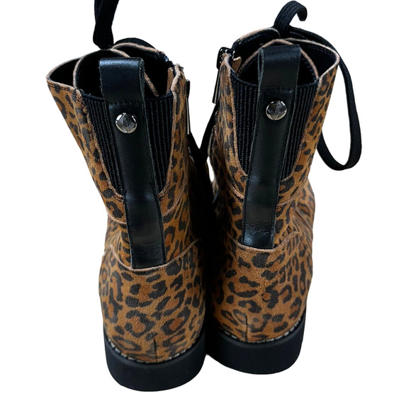 Donald Pliner EASE Natural Leopard Lace Up Side Zip Boot Women's Size 7M NWOB - Picture 3 of 8